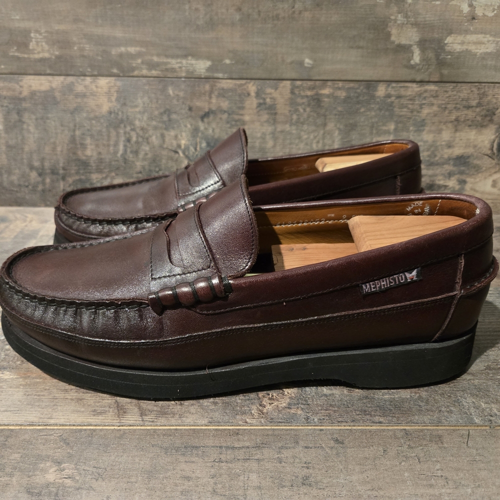 Mephisto Cap Vert Leather Penny Loafers Burgundy Shoes Men ● 9.5